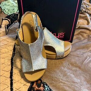 Corkys Women's Metallic Wedges NWT